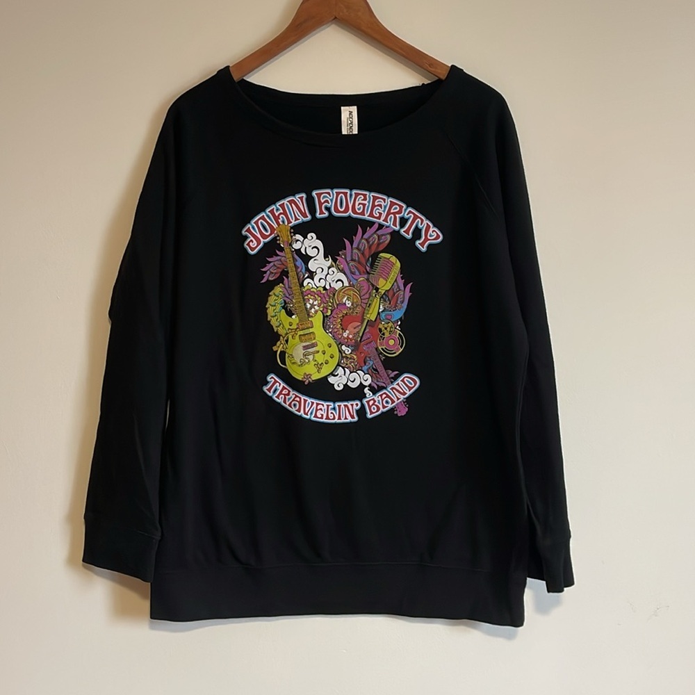 John Fogerty Band Sweatshirt XXL Womens Black Long Sleeve Classic Rock CCR